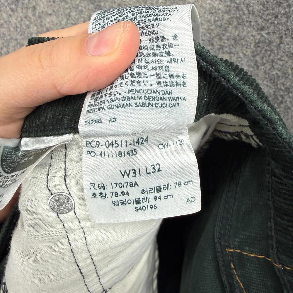 Levi's Jeans Men 31/32 Green Denim Dark Wash Mid Rise 511 Skinny Pockets Regular - Picture 8 of 9